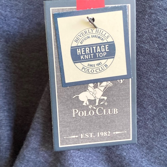 NWT Beverly Hills Polo Club Long Sleeve Faux Denim Cotton Blend Tee Shir… - Picture 2 of 6